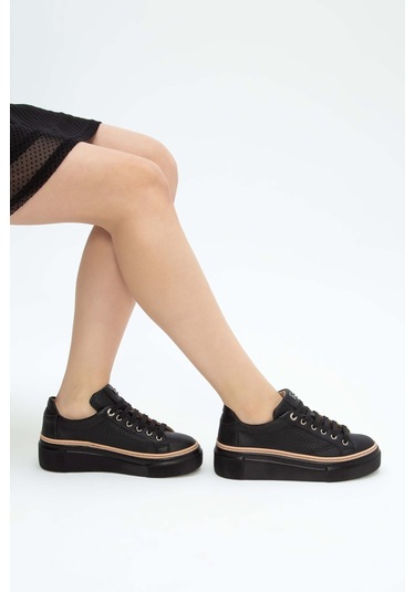 Tamer Tanca Kadın Hakiki Deri Siyah Floter Sneakers & Spor Ayakkabı 937 5022-09 Bn Ayk Y23 Sıyah Floter Siyah