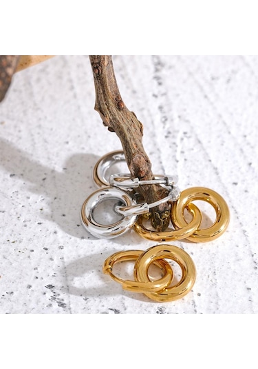 Gümüş Eetit Paslanmaz Çelik Yuvarlak Hollow Damla Halka Küpe Charm Metal 18k Pvd Kaplama Su Geçirmez Yüksek Kalite Günlük Takı 2023 Hediye Gümüş