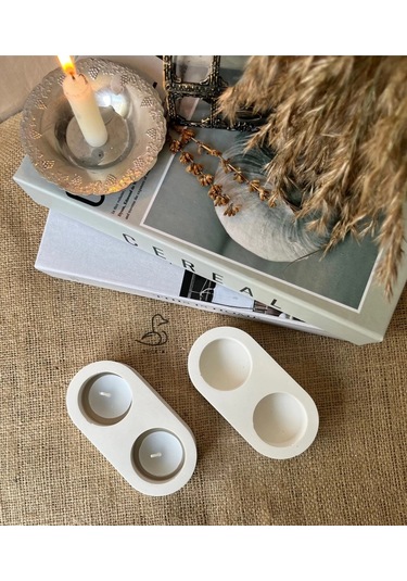 Dairesel Tealight Mumluk/şamdanlık 2 Li 14-7 Cm Beyaz
