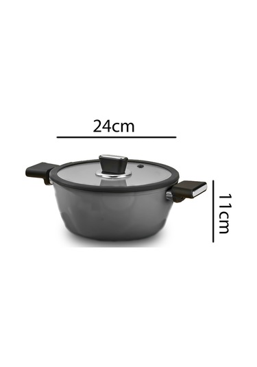 Polochef Seramik Tencere Seti 7 Parça Gri Gri