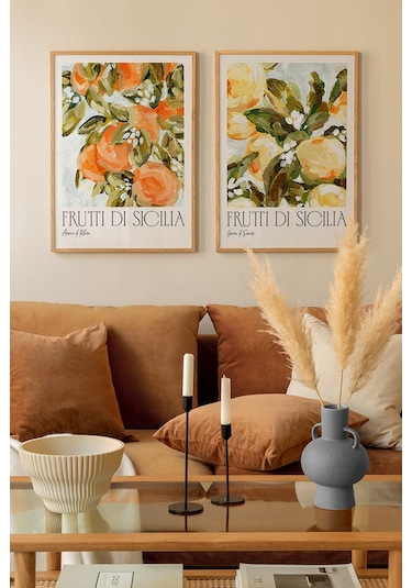 2 Parça Ahşap Çerçeve Görünümlü Mdf Tablo Seti 20x30 Cm - Model 1 - Ersy2mdfmodel1