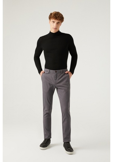 Twn Slim Fit Antrasit Armürlü Chino Pantolon 6ecc3s208232m
