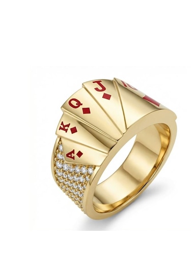 Karo Royal Flush Yüzük Çok Renkli