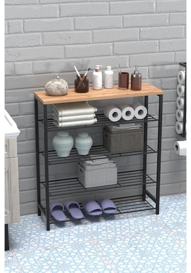 Retodesign 5 Katli Ayakkabilik- Banyo Rafi -çok Amaçli Raf 1890 Siyah - Atlantik Çam