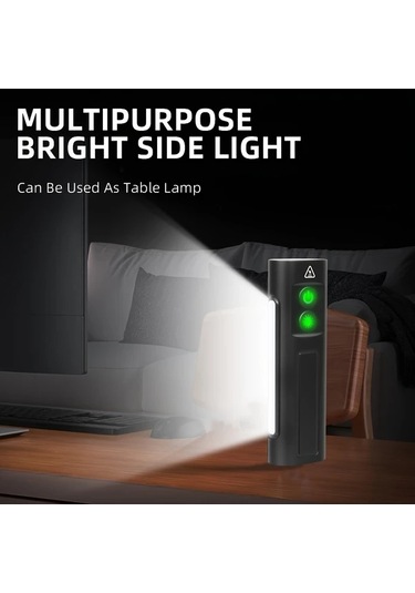 Brightnova Yeni Çok Fonksiyonlu 1pc Black Usb Şarj Edilebilir Cob Güçlü Yan Işık Bisiklet Farı Kampçı Işık Altın