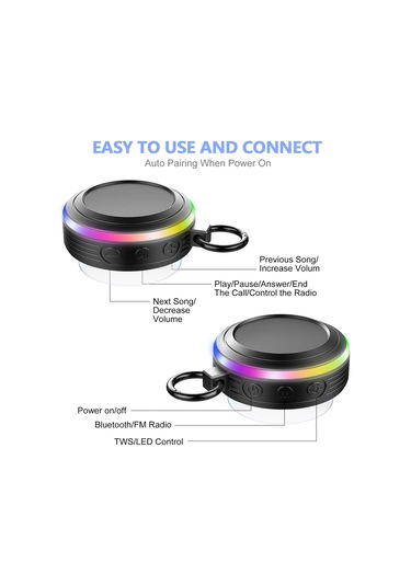 Youmex Siyah Ipx7 Su Geçirmez Bluetooth Hoparlör - Fm Radyo, Spor Ve Banyo Kullanıma Uygun, 15m Bluetooth Menşei, 5w Güç