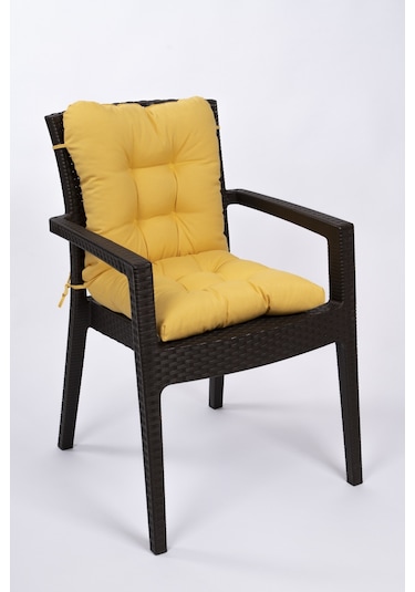 Altınpamuk Neva Pofidik Arkalıklı Özel Dikiş Sandalye Minderi Sarı