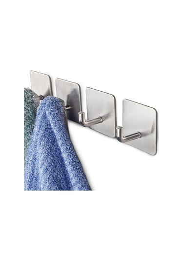 4 Adet Duvara Monte Kanca 304 Paslanmaz Çelik Asma Kancaları Mutfak Banyo Yatak Odası İçin Gümüş