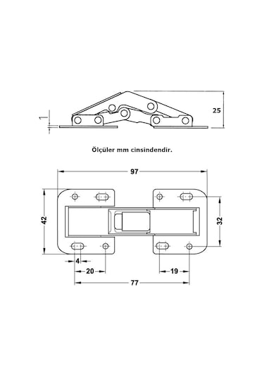 Tas Deliksiz Mobilya Dolap Menteşesi Galvaniz