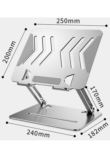 Ebitda L307 Kullanışlı Dizüstü Bilgisayar Standı, Ayarlanabilir Yükseklik Ve Soğutma, Metal Masaüstü Tutucu, Gri