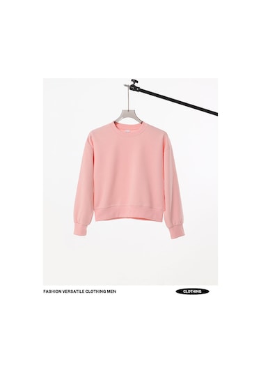 Edwardest 2025 Kadın Sonbahar Ve Kış Yeni Ağır 350g Kısa Kadın Sweatshirt'ü Gri