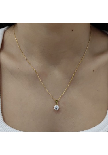Chavin 1 Carat Swarovski Tektaş Gümüş Kadın Kolye Dh16Sr