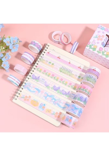 Dikdörtgen Vintage Washi Tape Bant Yapışkanlı Maskeleme Kağıdı Desenli Bant 20'li - Sunny Day 1
