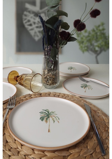 Keramika Bronze Palmiye Nordic Pasta Tabağı 22 Cm 6 Adet 22901 Çok Renkli