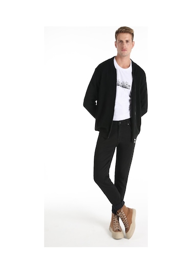 Colins Regular Fit Fermuarlı Triko Siyah Erkek Hırka Cl1064848 Siyah