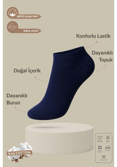 Orbis 7'li Erkek Pamuk Yoğun Yumuşak Patik Düz Çorap Siyah