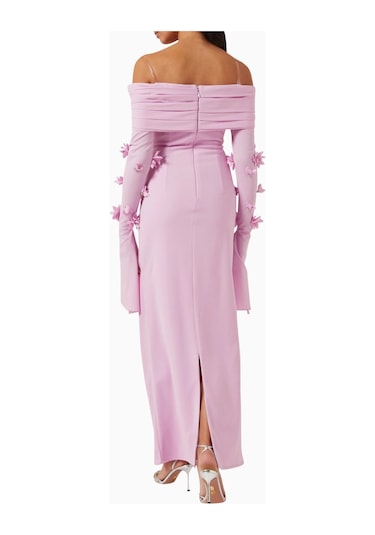 Ac By Aanchal Chanda 3d Floral - Applique Dress Maxi Kadın Elbise Pembe