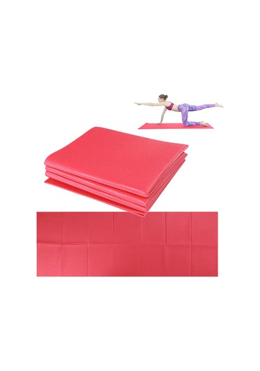 Ranyeek Kırmızı Pvc Katlanabilir Spor Matı - 173x61cm Yoga, Egzersiz Ve Yatmak Çalışmaları İçin Taşınabilir Antrenman Ped Kırmızı