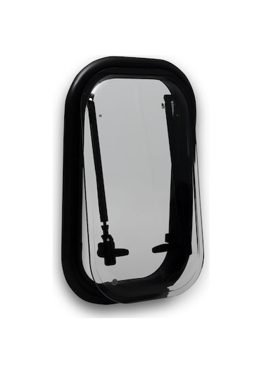 Babarvy 30x50cm Dikey 90 Amortisörlü Karavan Camı / Pencere Siyah