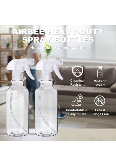 Kosona 2 Adet 500ml Gıda Grubu Şeffaf Sprey Flaske Ayarlanabilir Buhar/düz Mod, Dolum Hattı İçeren Dayanıklı Plastik