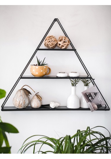 DEKORATİF METAL RAF ÜÇGEN DUVAR RAFI KURULUM GEREKTİRMEYEN TEK PA