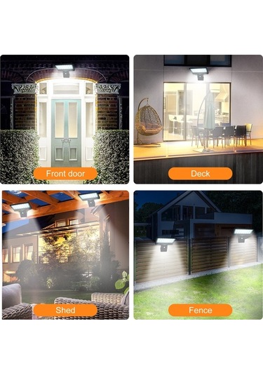 Besthome1 Güneş Enerjili Duvar Lambası, Pır Sensörlü, 104 Led, 4 Mod, 5200mah Pil, Ip65 Su Geçirmez, Type-c Şarj, Kumanda Kont Siyah
