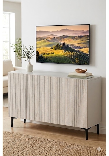 Ka1214bt Zeynep Konsol Ve Tv Sehpası Beyaz-traverten 120cm