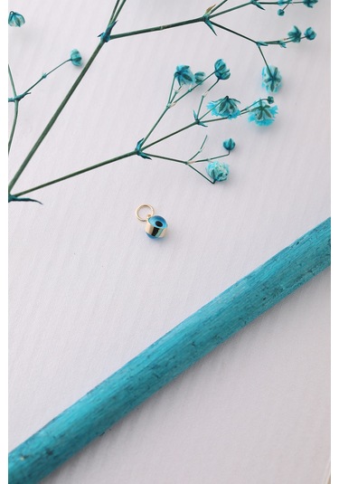 14 Ayar Altın Mini Mavi Göz Boncuk Kolye Ucu