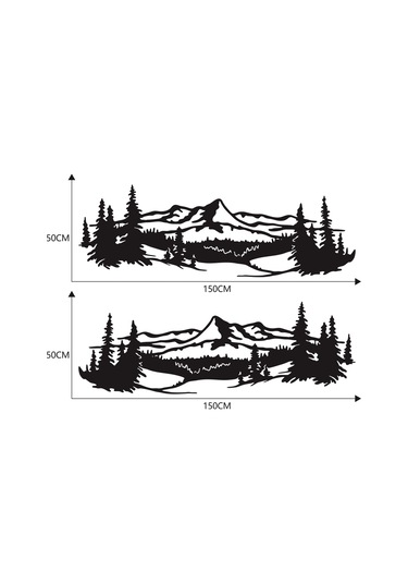 Ranyeek D-957 Pvc Araba Stickerleri, Dağ-ağaç Desenli Siyah Vinyil, Karbonlu Kaplama, 150x50cm 2 Adet, Kolay Kurulum-çıkarma