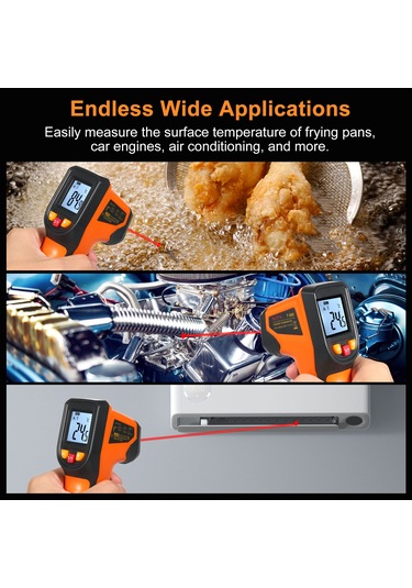 Leezsing T600 Kızılötesi Sıcaklık Ölçer -50 C 600 C Hassas Tarımsal Endüstri Mutfak Pil Yok Turuncu