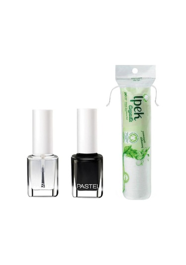 Pastel Parlatıcı Şeffaf Oje, Siyah Oje Ve Ipek Organik Disk Pamuk