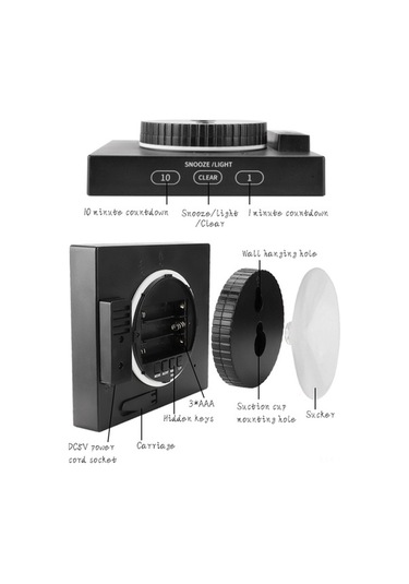 Didadodo Su Geçirmez Banyo Saati: Sıcaklık, Nem Göstergeli, Çift Alarmlı Ve Geri Sayım Özellikli Lcd Ekran Siyah, Kolay Kullanım Arayüzü Siyah