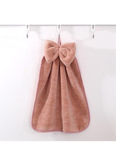 Pembe Yay El Havlusu Mikrofiber Kumaş Çabuk Kuruyan Su Emme Kuru Asılı Yıkama El Havlusu Günlük Kullanım Mutfak Tuvalet Havlusu Pembe