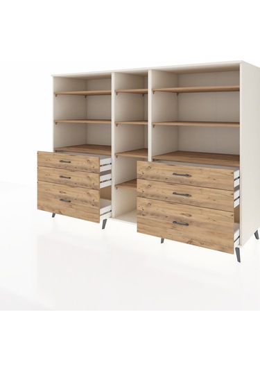 Kronos Dolap 10 Raflı 6 Çekmeceli 220x59x163 Aytaşı-çam Aytaşı-çam