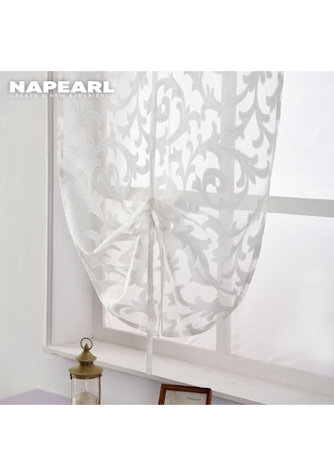 Krem 1 Pc Napearl Avrupa Tarzı Moda Çiçek Pencere Ev Mutfak Jakarlı Kumaş Tül Perde 1pc W80cm X L220cm Krem