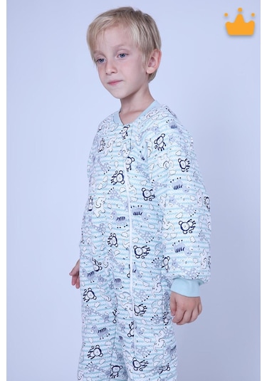 2.5 Tog 2-9 Yaş Premium Kalite Kalın Elyaf Dolgulu Uzun Kollu Kız Erkek Çocuk Uyku Tulumu Yeşil