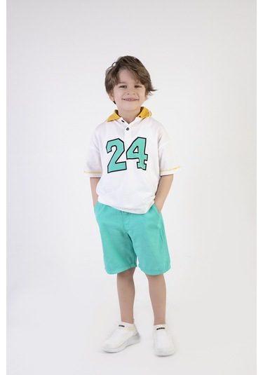 Erkek Çocuk Yakalı Gabardin Şortlu 2'li Takım 001
