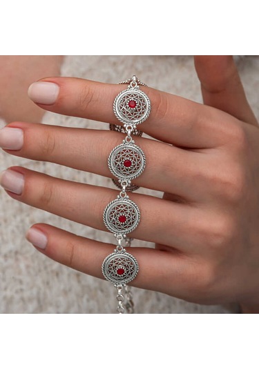 Artsmagazinmücevher Gümüş Telkari Yakut Taşlı Kadın Bileklik