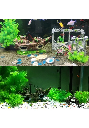 Teltree "balık Akvaryumu İçin Gerçekçi Gemi Batığı Dekoru - Doğal Görünümlü Reçine Tasarım"