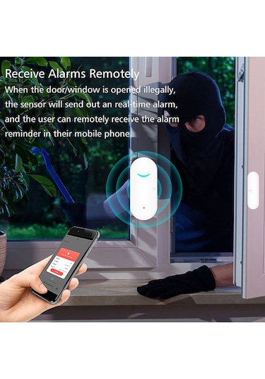 Tenfowee Tuya Akıllı Wifi Pencere Alarmı, Uzaktan Kontrol Ve Otomatik Cihaz Entegrasyonu, Pil Dahil Değil