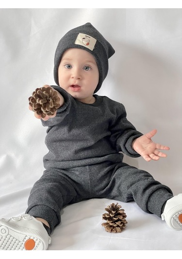 MiaBaby Bereli Üçlü Takım 001 Antrasit