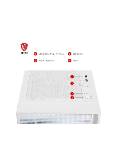 Msı Mag Force 320r Aırflow Whıte Gamıng Mıd-tower Pc Kasası Beyaz