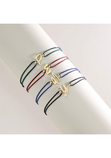 Sembol Gold 14k İpek Tasarım Harf Bileklik Sarı Altın