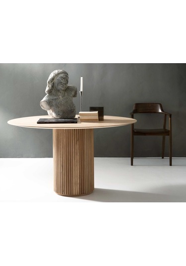 Breeze Yuvarlak Ahşap Bohem Masa 120x120 Naturel