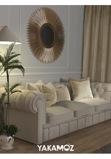 Br Yakamoz Kumsal Beji Kırlent , Yastık Kılıfı Kadife Görünümlü Velvet Touch Serisi Kumsal Beji