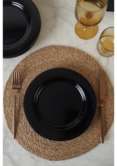 Keramika Siyah Assos Pasta Tabağı 22 Cm 6 Adet 650 Siyah