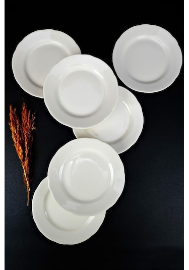 Digithome Papatya 6 Lı Porselen Pasta Ve Sunum Tabağı Seti 19 Cm Krem - Tl4051627 C320.003