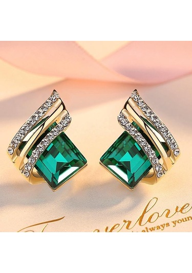 Mavi Kırmızı Zirkonyumlu, Yeşil, Siyah Küpeli, Nişan Küpeli, Düğün, Yıldönümü Hediyesi, Parti, Takı İle Şık Kadın Sandıklar Mavi