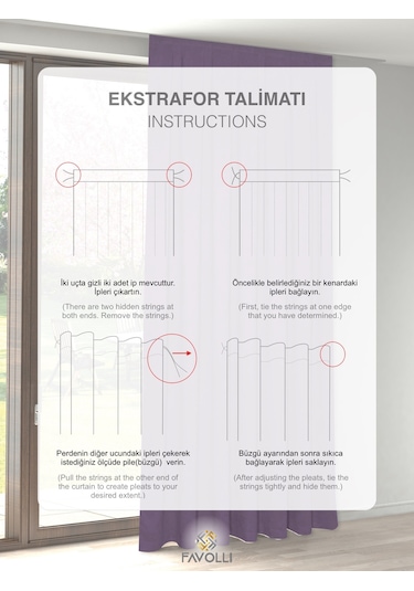 Br Favolli Kadife Dokulu Menekşe Moru Ada Fon Perde Ekstrafor Büzgülü Dream Series Menekşe Moru