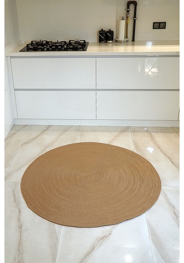 Jüt Yuvarlak Hasır Görünümlü Klasik Halı Kilim Jüt